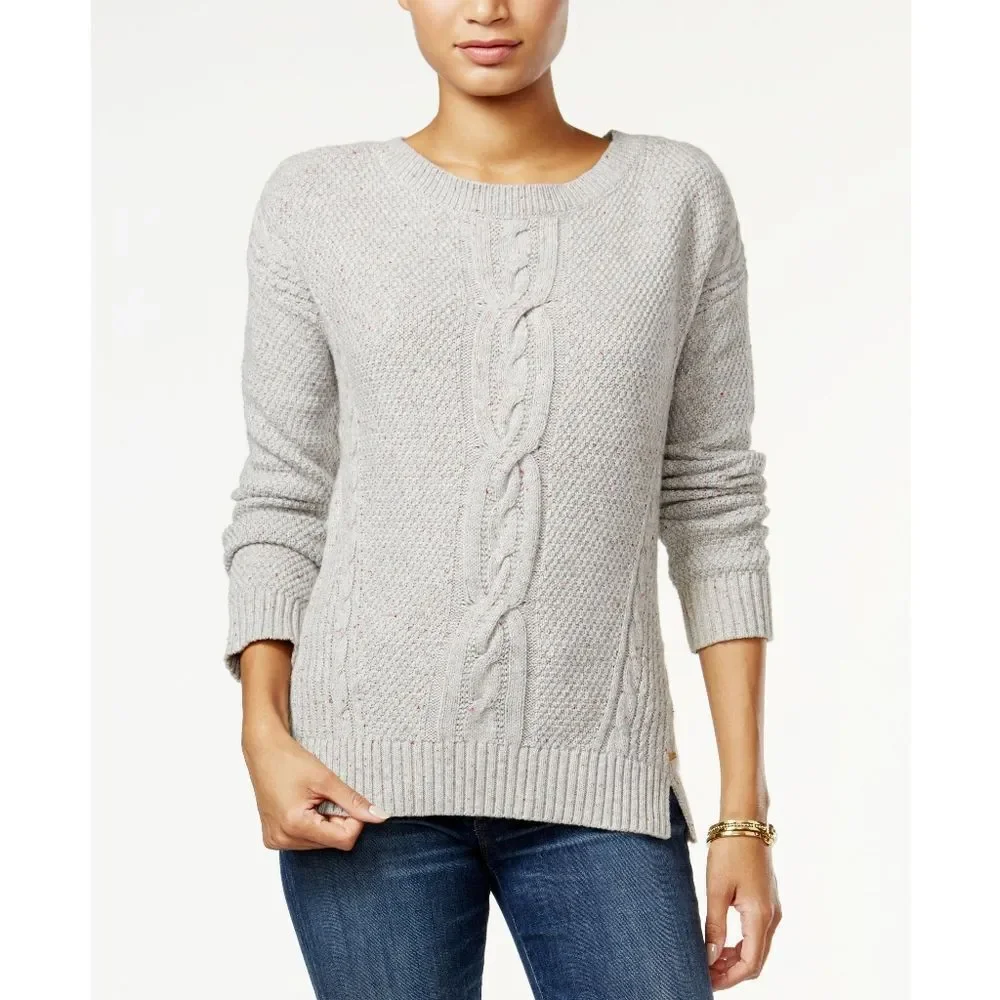 New! TOMMY HILFIGER Women's Cable-Knit Chunky Gray Sweater Size 2XL XXL
